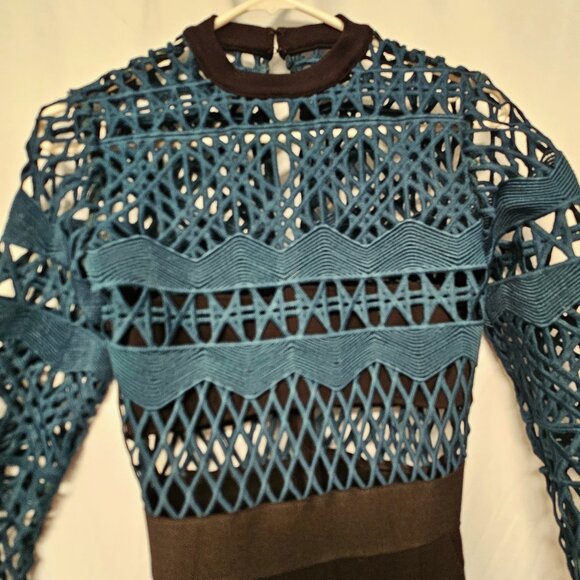 Taylor Swift choice Self-Portrait black/green openwork crochet mesh jumpsuit 2 - Picture 5 of 16